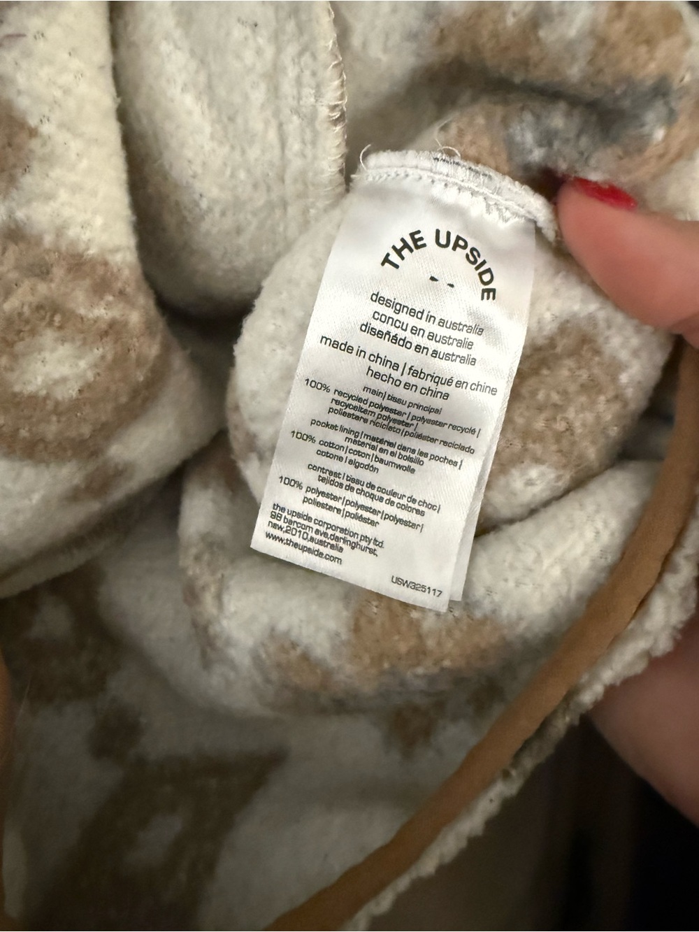 The Upside Cream & Brown Patterned Sherpa Half-Zip Pullover - Picture 7 of 7